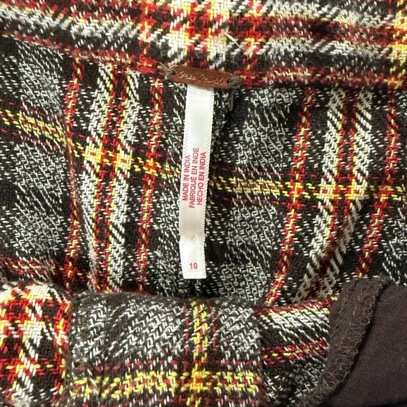 Free People Shape Up Plaid Trousers Size 10 Brown High Rise Retro Preppy - Picture 5 of 6